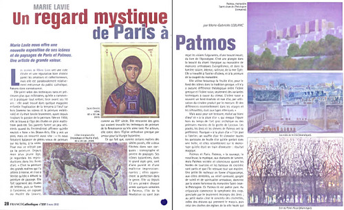 Marie-Gabrielle Leblanc 2012-03-09 France Catholique No 3297 Marie Lavie; Un regard mystique de Paris à Patmos